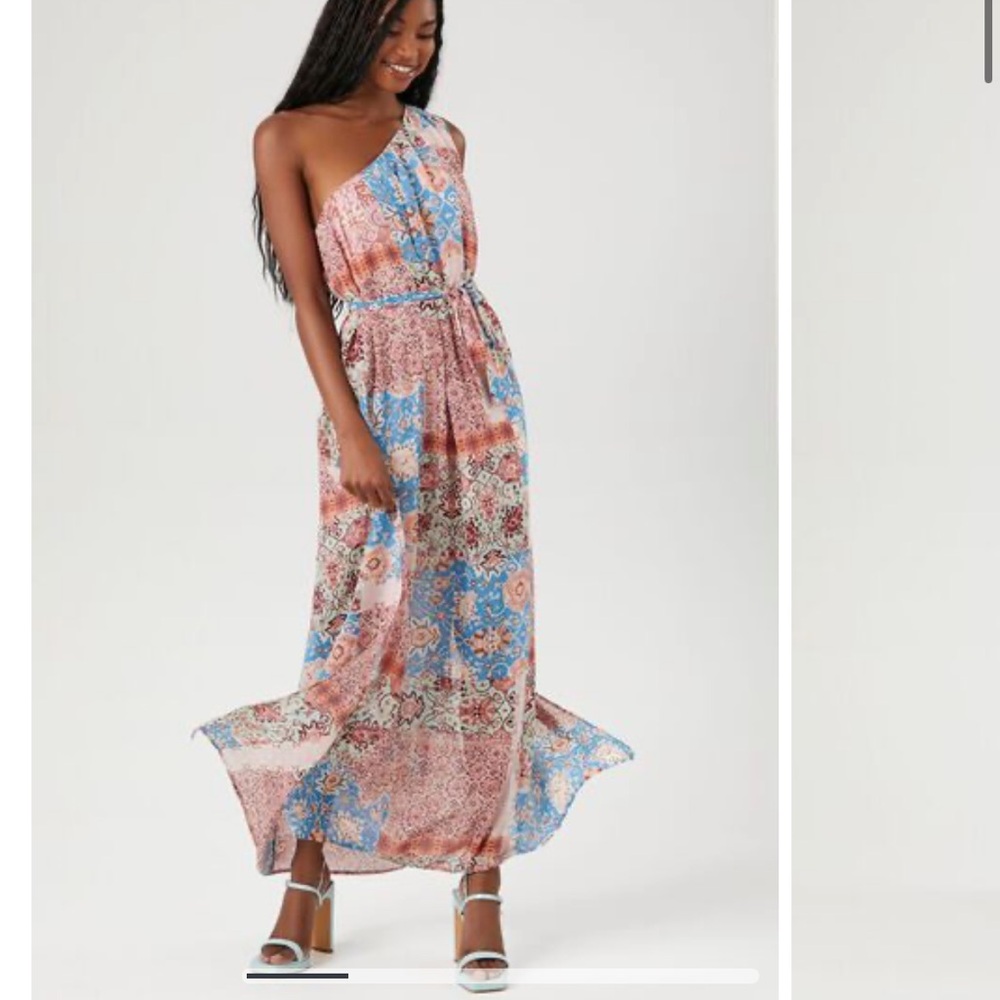 Printed One-Shoulder Maxi Dress NWT